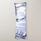 Blauw en Wit Oosters Chinoiserie Lichaamskussen (Achterkant (Verticaal))