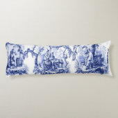 Blauw en Wit Oosters Chinoiserie Lichaamskussen (Achterkant)