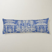 Blauw en Wit Oosters Chinoiserie Lichaamskussen (Achterkant)