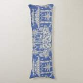 Blauw en Wit Oosters Chinoiserie Lichaamskussen (Voorkant Verticaal)