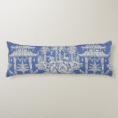 Blauw en Wit Oosters Chinoiserie Lichaamskussen (Voorkant)