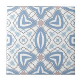 Blauw en wit op Abstracte moderne geometrische kun Tegeltje (Voorkant)