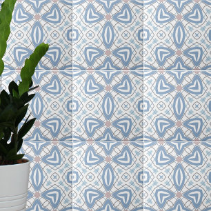 Blauw en wit op Abstracte moderne geometrische kun Tegeltje