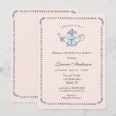 Blauw en wit op Blush Vrijgezellenfeest van theepo Kaart (Voorkant / Achterkant)