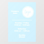 BLAUW EN WIT OPENINGSTIJDEN UREN BEDRIJFSLOGO RAAMSTICKER (Vel)