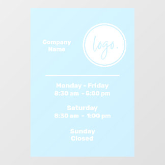 BLAUW EN WIT OPENINGSTIJDEN UREN BEDRIJFSLOGO RAAMSTICKER