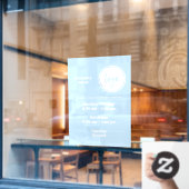 BLAUW EN WIT OPENINGSTIJDEN UREN BEDRIJFSLOGO RAAMSTICKER (Cafe Raam)