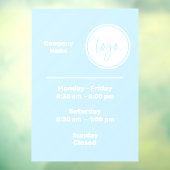 BLAUW EN WIT OPENINGSTIJDEN UREN BEDRIJFSLOGO RAAMSTICKER (Vel 3)