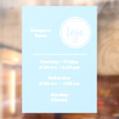 BLAUW EN WIT OPENINGSTIJDEN UREN BEDRIJFSLOGO RAAMSTICKER (Vel 2)