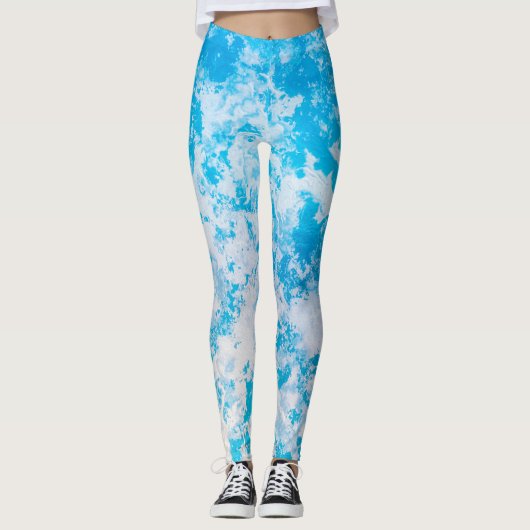 Blauw en wit oppervlak van de ijsplaneet leggings (Voorkant)