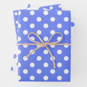 Blauw en wit overeenkomende gestippelde patronen inpakpapier vel (In situ)