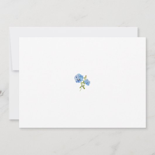 Blauw en wit paar foto Floral Hydrangea Save The Date (Achterkant)