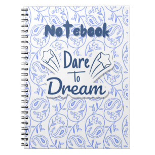 Blauw en wit Paisley Dromerig Motivatie Notitieboek