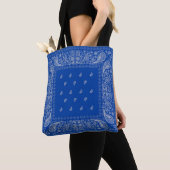 Blauw en wit paisley-ontwerp tote bag (Dichtbij)