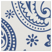 Blauw en wit  Paisley Pattern Stof (Close Up)