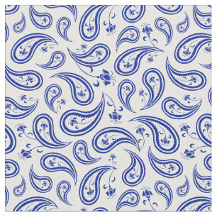  Blauw en Wit Paisley Pattern Stof