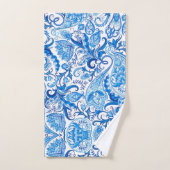 Blauw en wit paisleypatroon bad handdoek (Handdoek)
