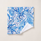 Blauw en wit paisleypatroon bad handdoek (Wasdoekje)