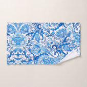 Blauw en wit paisleypatroon bad handdoek (Handdoek)