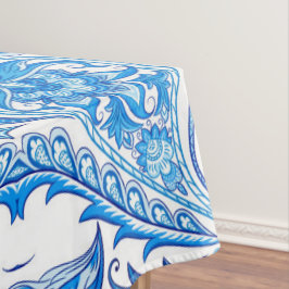 Blauw en wit paisleypatroon tafelkleed
