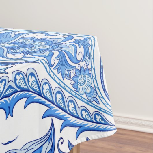 Blauw en wit paisleypatroon tafelkleed (Voorbeeld)