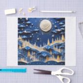 Blauw en wit papier Maan Winter Decoupage papier (Craft)