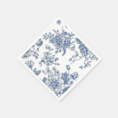 Blauw en wit  papier met bloemenprint servet (Hoek)