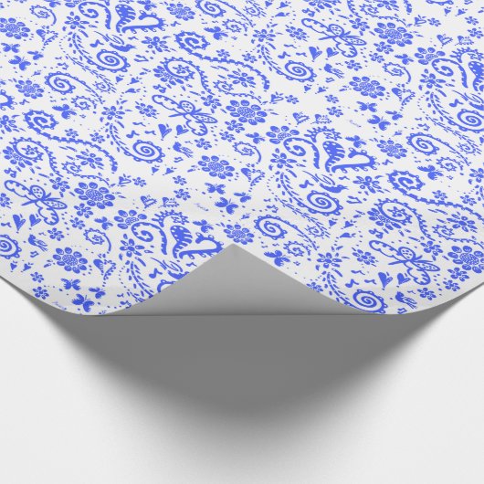 Blauw en wit papier voor het ompakken van artikele (Hoek)