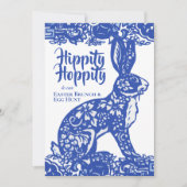 Blauw en wit Pasen Bunny Brunch Egg Hunt Kaart (Voorkant)