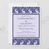 blauw en wit Pasen Bunny Brunch Egg Hunt Kaart (Voorkant)