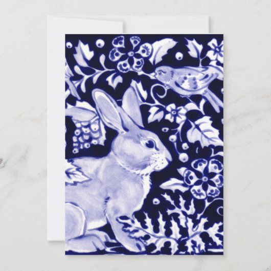 blauw en wit Pasen Bunny Brunch Egg Hunt Kaart (Achterkant)