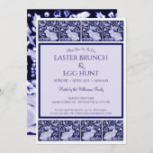 blauw en wit Pasen Bunny Brunch Egg Hunt Kaart (Voorkant / Achterkant)
