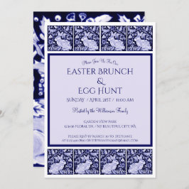 blauw en wit Pasen Bunny Brunch Egg Hunt Kaart