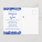 Blauw en wit Pasen Bunny Brunch Egg Hunt Uitnodiging Briefkaart (Achterkant)