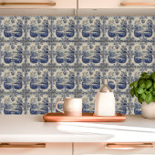 Blauw en wit pastoraal landschap tegeltje