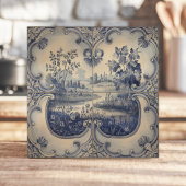 Blauw en wit pastoraal landschap tegeltje