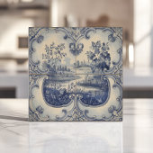 Blauw en wit pastorale landschap tegeltje