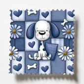 Blauw en Wit Patchwork Hond Patroon Huisdierverzor Schort