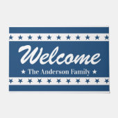 Blauw en Wit Patriottische Sterren Aangepaste Naam Deurmat (Voorkant)