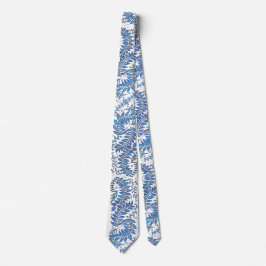 Blauw en wit patroon herensjaal stropdas