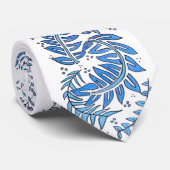Blauw en wit patroon herensjaal stropdas (Opgerold)