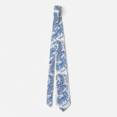 Blauw en wit patroon herensjaal stropdas (Achterkant)