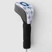 Blauw en Wit Patroon Modern Initiaal Monogram Golfheadcover (Schuin)