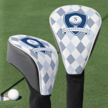 Blauw en Wit Patroon Modern Initiaal Monogram