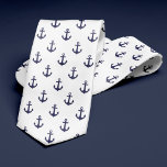 Blauw en wit patroon van Anchors Stropdas<br><div class="desc">Stijlvol nautisch ontwerp voor casual dagen op de kantoor of een weekend op het strand.</div>