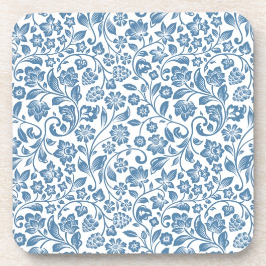 blauw en wit patroon van sinaasappels bier onderzetter (Voorkant)