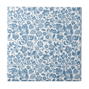  blauw en wit patroon van sinaasappels tegeltje