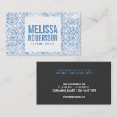 Blauw en wit  patroon voor bakkerij, voedsel visitekaartje (Voorkant / Achterkant)