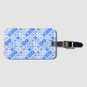 Blauw en wit patroon zellige Azulego Lifesty Bagagelabel