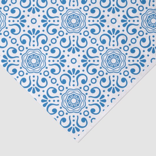 Blauw en wit Patroonpapier Tissuepapier (Detail)